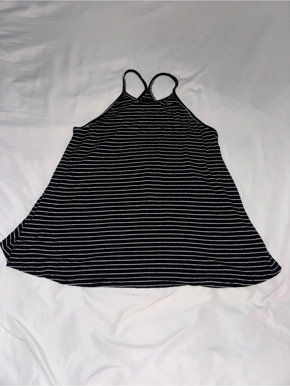 Old Navy Black & White Striped High Neck Halter Tank Top Size S